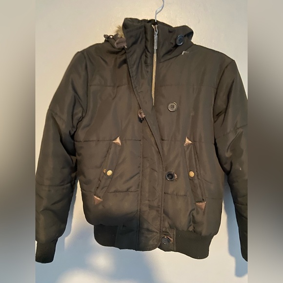 Black Puffer Jacket With Removable Hood - Picture 6 of 7